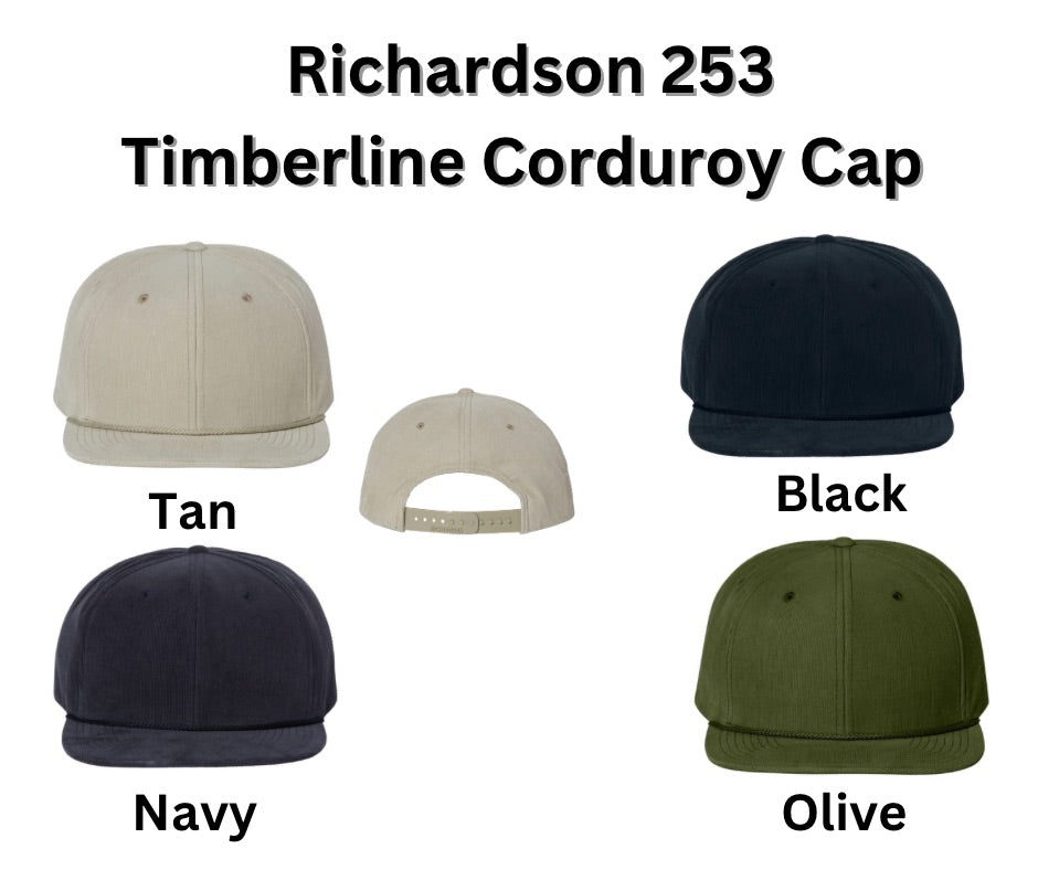 Cosmic Country Leather Patch Hat Tan - Richardson 253 Timberline Corduroy Cap / Center